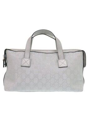 Gucci GG Canvas Leather Silver Handbag 1641
